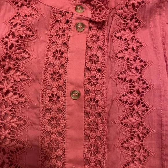 Sezane Rym Blouse - Rosewood Pink Lace Long Sleeve Blouse - Picture 5 of 8